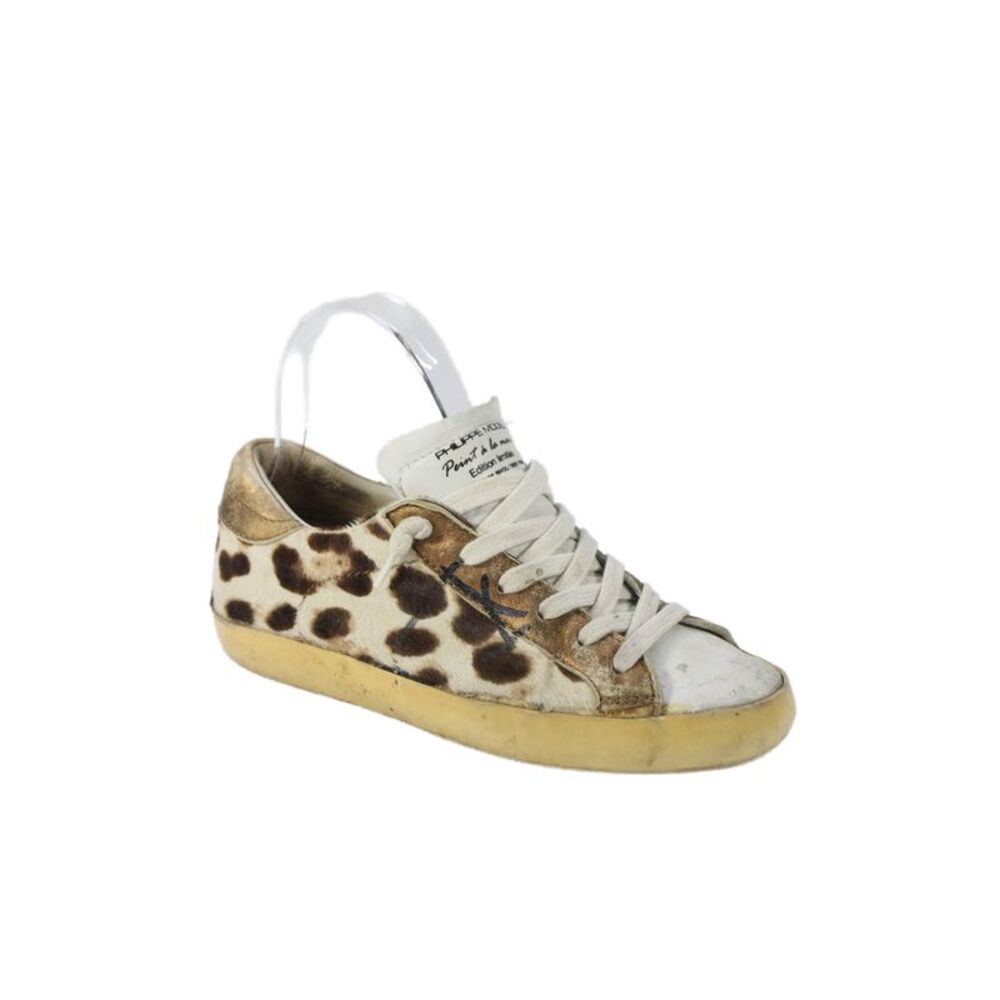 Phillipe Model Womens Animal Print Low Top Sneakers White Brown Size 37 7